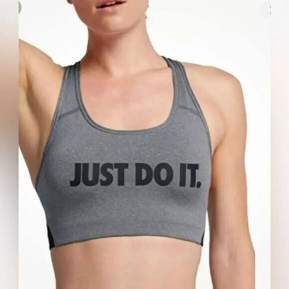 EUC NIKE Women’s Gray/Black Just Do It Sports Bra Athletic- Size Large